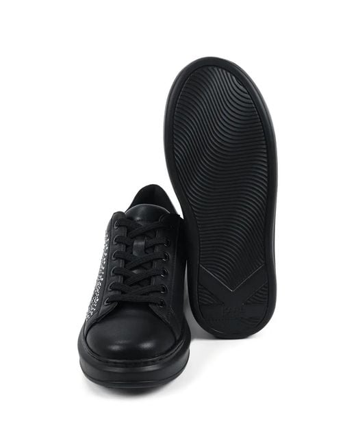 Karl Lagerfeld Black Rhinestone Lace-Up Sneakers