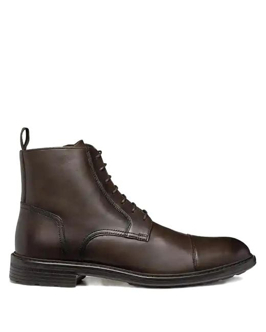 Geox Brown Leather Lace-Up Boots for men
