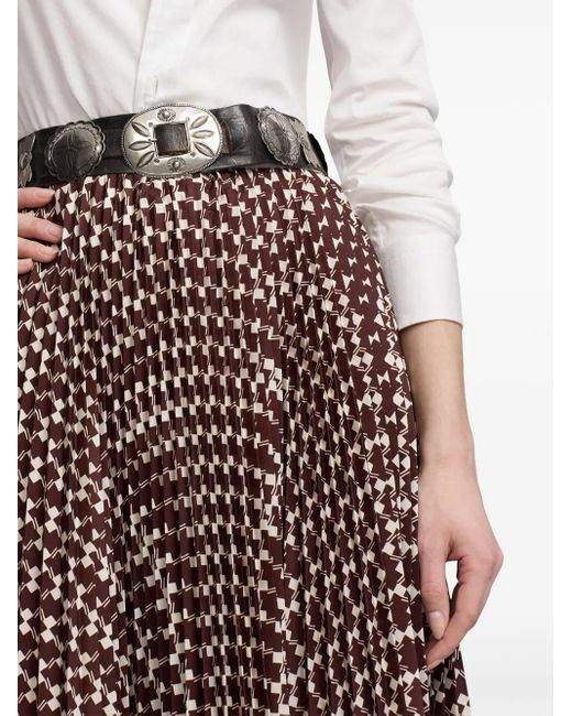 Ralph Lauren Brown Abstract Pattern Midi-Skirt