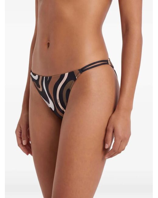 Emilio Pucci Black Marmo Print V-Cut Bikini Bottoms
