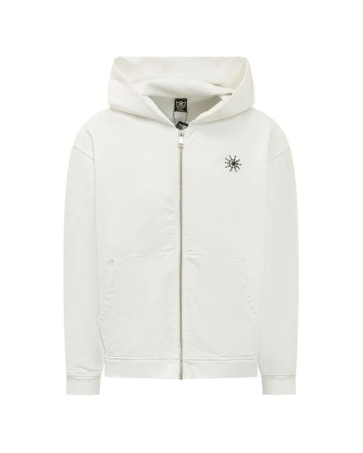 HTC White Sun-Embellished Zip-Up Hoodie for men