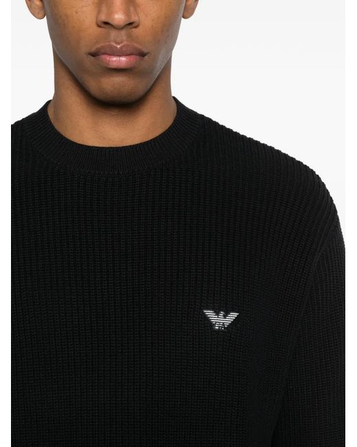 Emporio Armani Black Logo-Patch Sweater for men