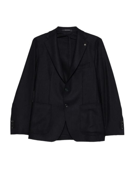 Tagliatore Black Patch-Pocket Two-Button Jacket for men