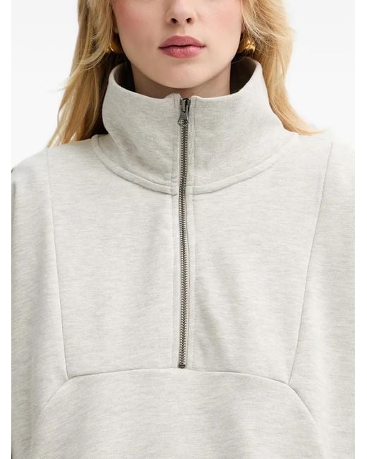 Gestuz White Half-Zip Funnel-Neck Sweatshirt