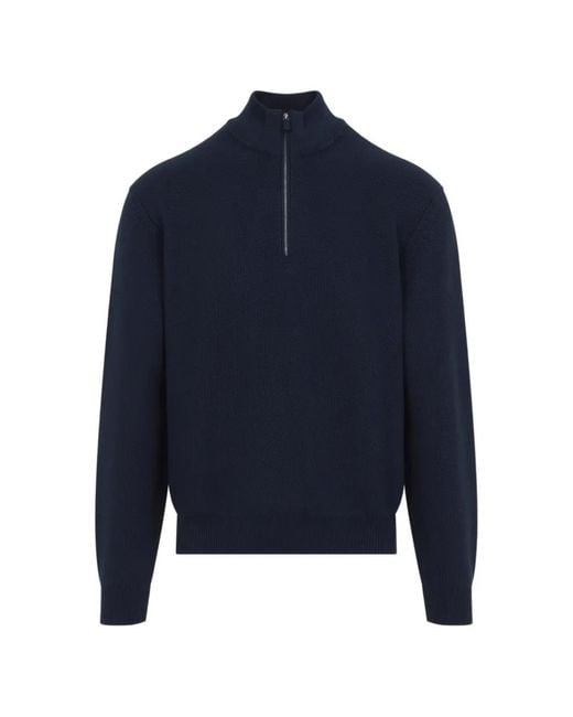 Ralph Lauren Blue Half-Zip Waffle-Knit Sweater for men