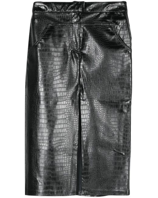 Gonna Midi Con Effetto Coccodrillo di Laneus in Gray