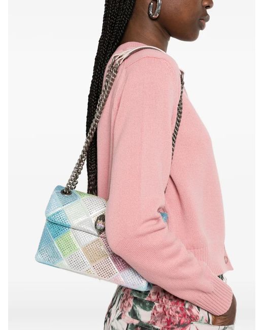 Kurt Geiger Blue Mini Kensington Diamanté Embellished Shoulder Bag