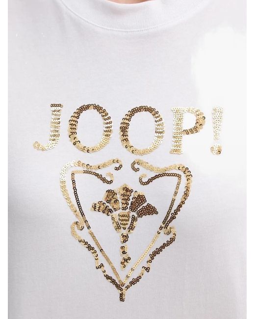 Joop! Blue Tomma Sequin-Embellished Logo Top