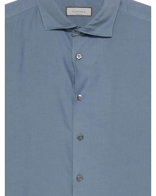 Canali Blue Button Shirt for men
