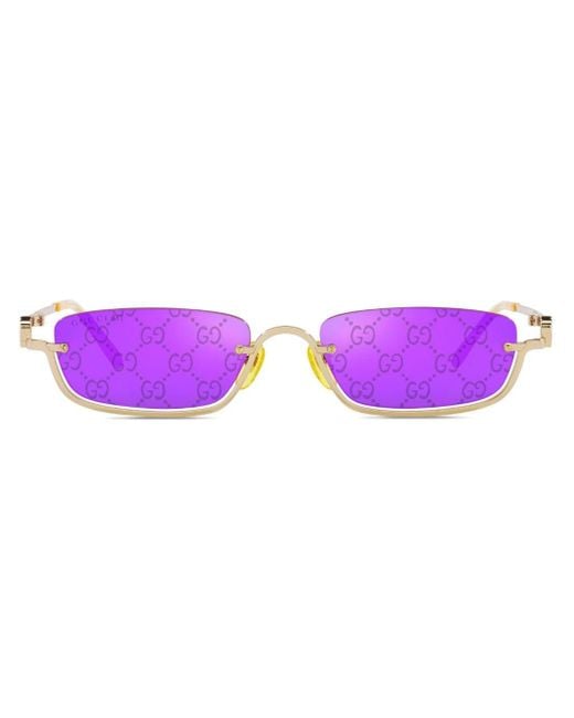 Gucci Purple Slim Rectangular-frame Sunglasses