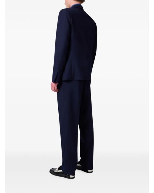 MSGM Blue Double-Breasted Peak-Lapel Jacket for men