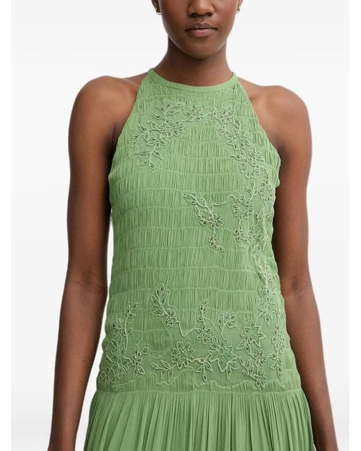 INTROPIA Green Adara Smocked Midi Dress
