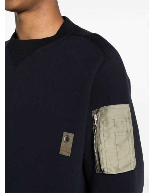 Sacai Blue Stud-detailed Jersey Sweatshirt for men