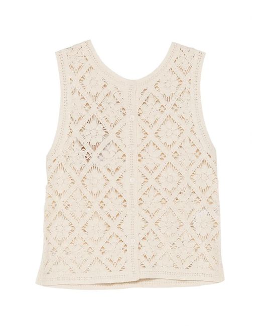 Yerse Natural Openwork Knit Top