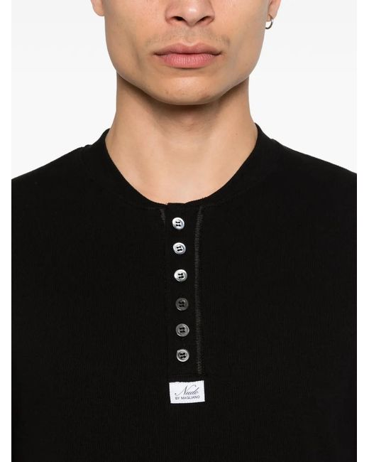 Magliano Black Buttoned Short-Sleeve T-Shirt for men