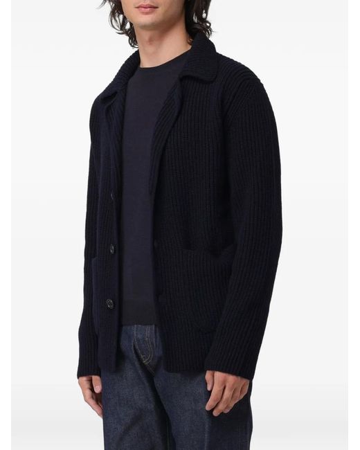 Brooksfield Blue Button-Down Wool Cardigan for men