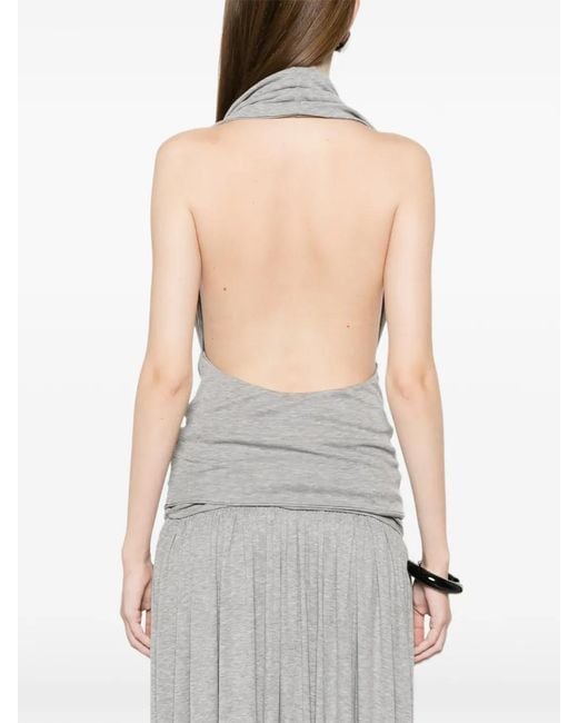 AYA MUSE Gray Draped Halterneck Top