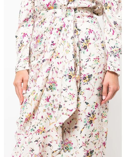 Isabel Marant White Berthe Floral-Print Skirt