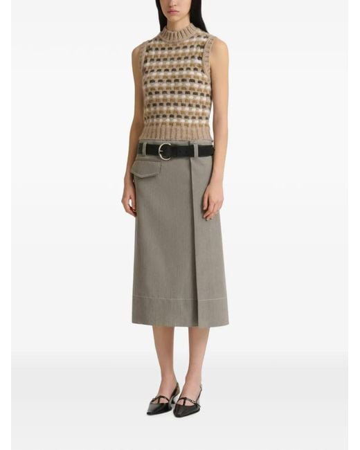 Marni Natural Wool Midi Skirt With Pocket