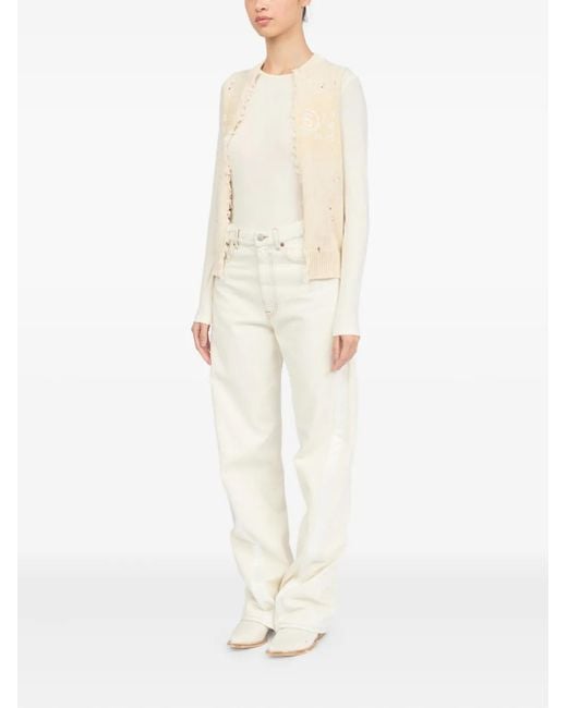 MM6 by Maison Margiela Natural Vest With A Lived-In Effect And Logo
