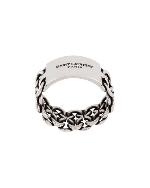 Ellende voor mij ZuidAmerika Saint Laurent Engraved Chain-detail Ring in Metallic for Men | Lyst