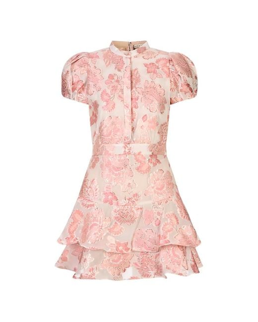 Alice + Olivia Pink Loryn Floral-Jacquard Mini Dress