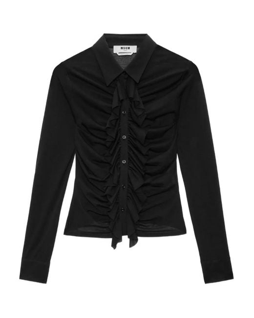 MSGM Black Long-Sleeved Shirt