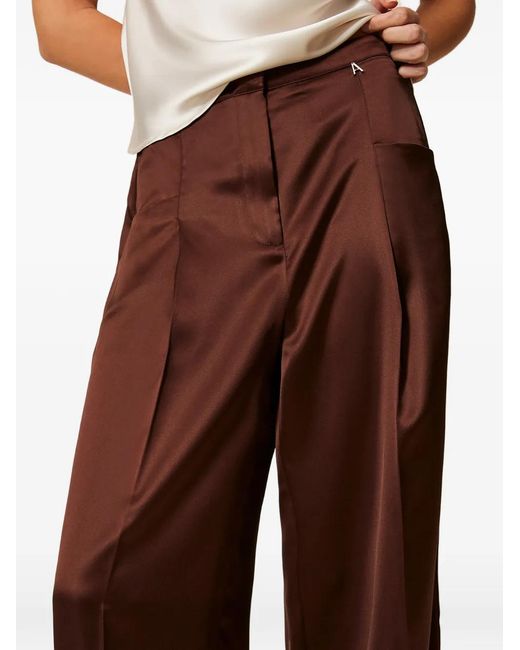 Twinset Brown Pantalon Palazzo En Satin