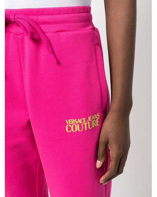 Versace Jeans Couture Pink Logo-Print Cotton Track Pants