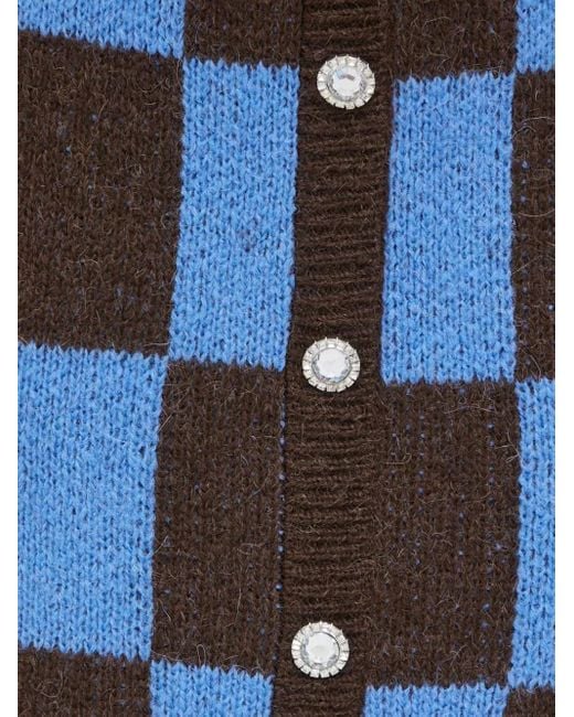 Stine Goya Blue Checkerboard Button Mini Skirt