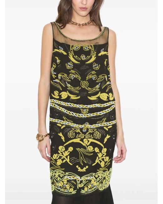 Tory Burch Green Embellished Mesh Dress