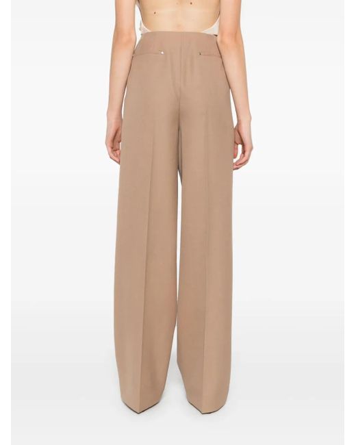 Fendi Natural Grain-De-Poudre Wool Trousers