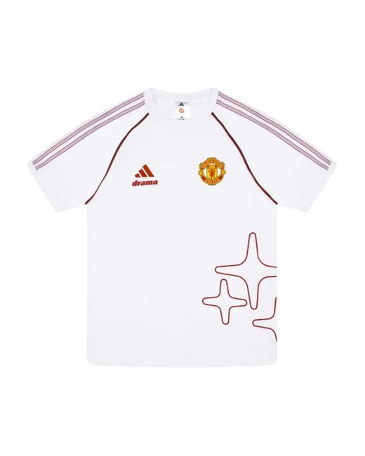 Adidas White X Manchester United X Drama Graphic-Print T-Shirt for men
