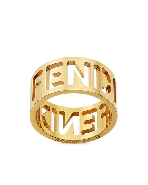 Fendi Cut-out Logo Band Ring in Gold (Metallic) - Lyst
