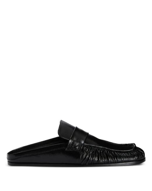 Jil Sander Wrinkled-Detail Leather Mules in Black | Lyst UK