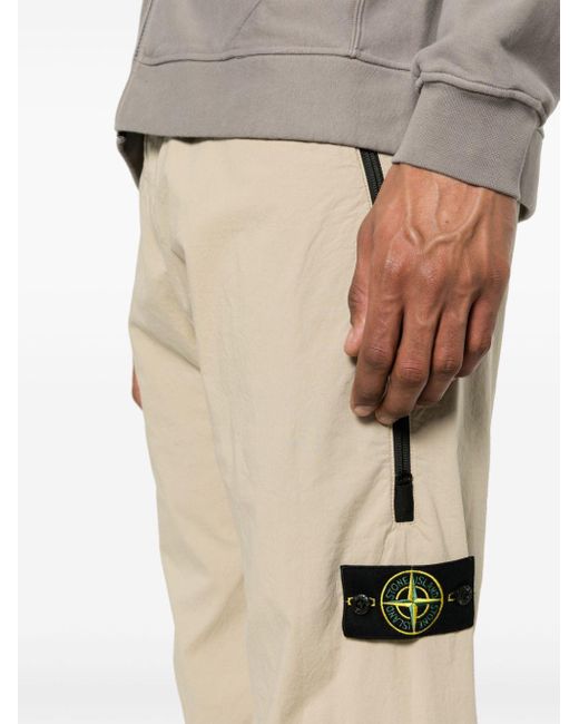 Stone Island Natural Compass-badge Tapered Trousers for men