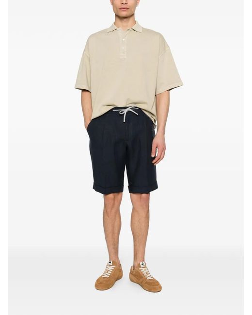 Arte' Black Drawstring Pleated Shorts for men
