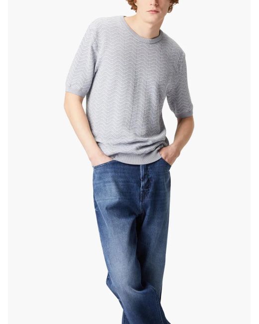 Missoni Gray Wave-Pattern Crew-Neck T-Shirt for men