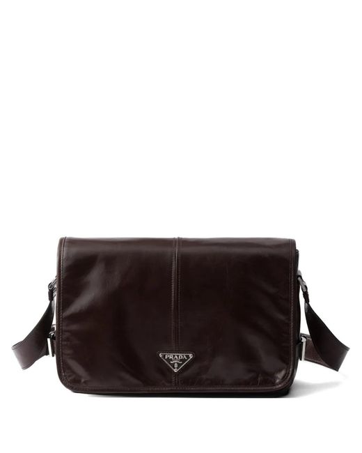 Prada Brown Leather Shoulder Bag for men