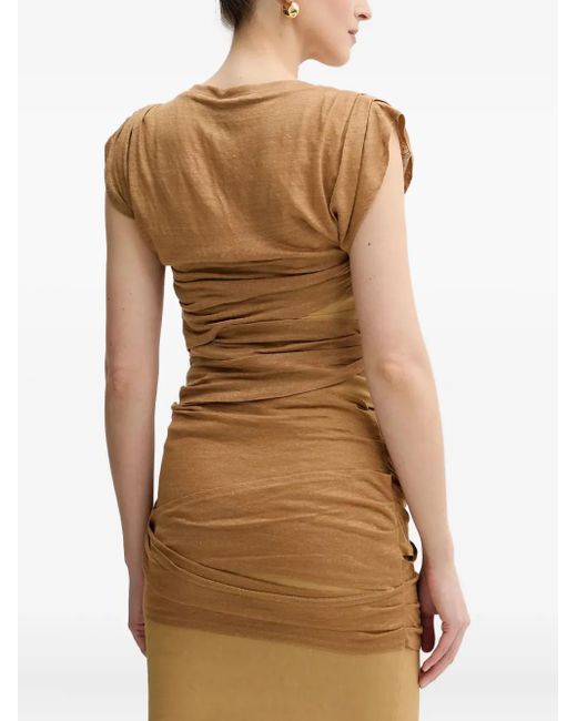 Pinko Natural Draped V-Neck Top