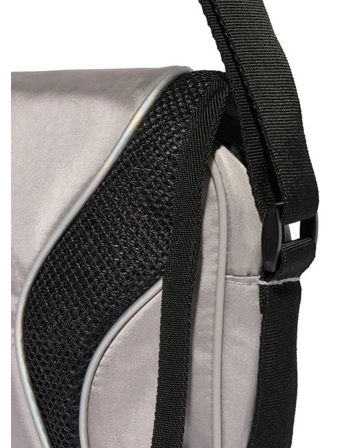 Adidas Black Logo-Print Mesh-Panel Messenger Bag