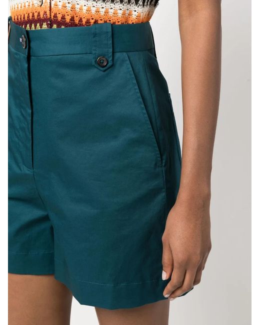 Paul Smith Green Cotton High-waisted Shorts