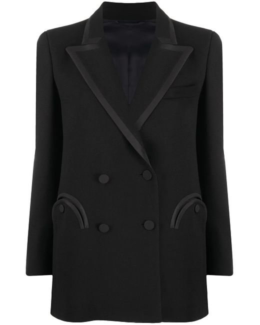 Blazé Milano Black Double-Breasted Silk Blazer