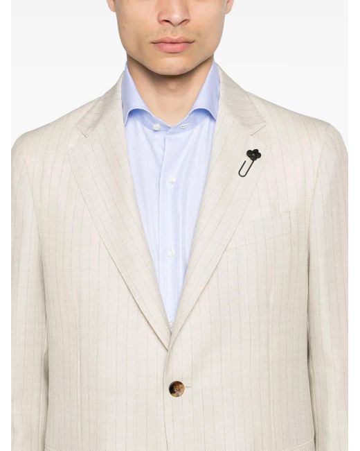 Lardini White Pinstriped Lightweight-Wool Suit for men