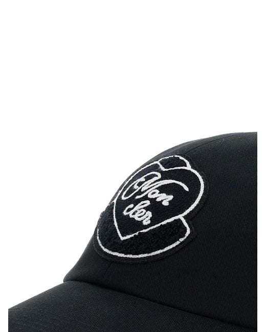 Moncler Black Heart-Patch Baseball Cap
