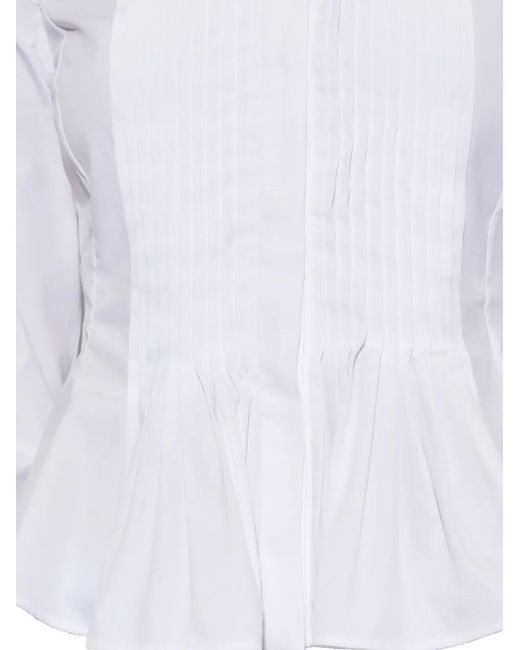 McQueen White Pleated Shirt