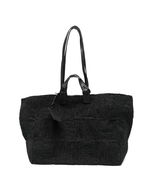 IBELIV Black Woven Tote Bag
