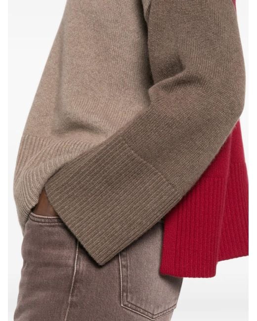 Be You Brown Colour-Block Ribbed-Trim Sweater
