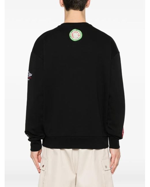 Iceberg Black Peanuts Graphic Crew-Neck Sweater for men