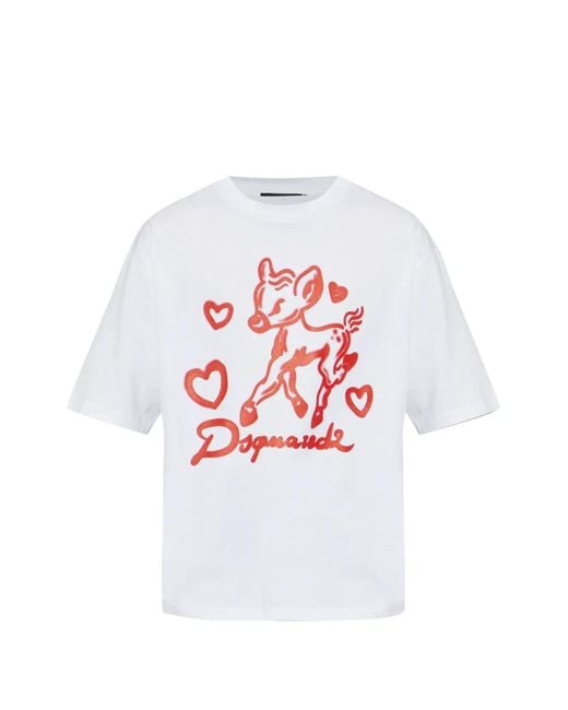 DSquared² White Graphic-Print T-Shirt for men